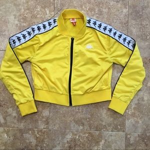Womens Kappa Track Semi Cropped Short Waisted Full Zip Yellow Jacket Size Small